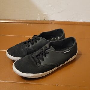 Adidas Simple Black Flat Sneakers Well Worn